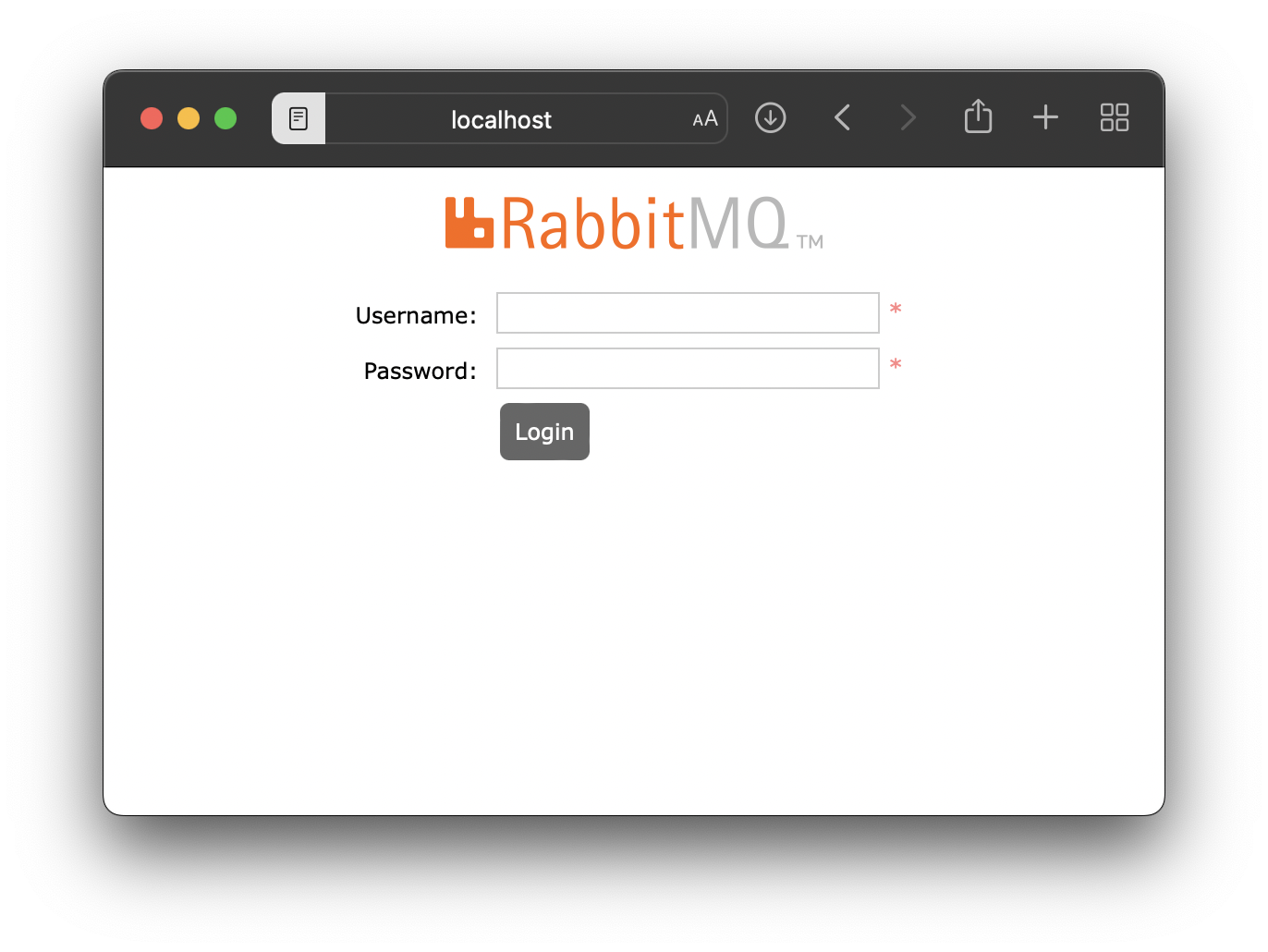 Default username and password rabbitMQ